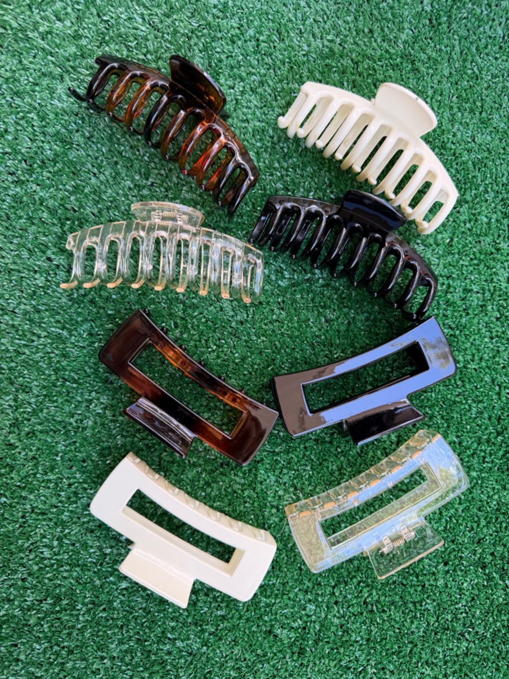 🤎8 Pack Hair Claw Clip Set - Clear, Tortoise, Black, Ivory